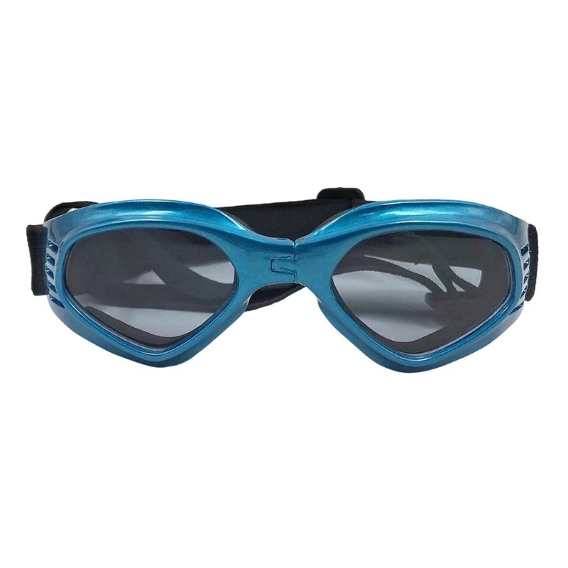 Foldable Dog Sunglasses for Outdoor Windproof Waterproof Pet Eye Glasses For Small Dogs With Adjustable Elastic Strap синий