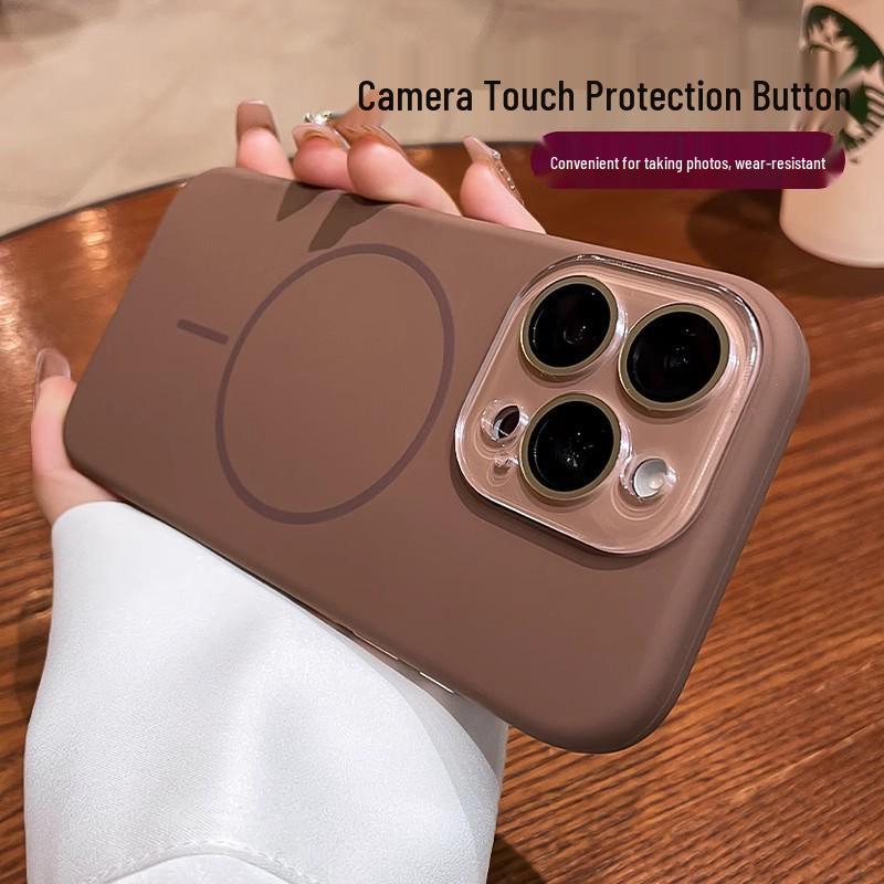 Apple 17Promax AI Button Liquid Silicone iPhone16 Case - Thin, Magnetic, Anti-Fall Ring