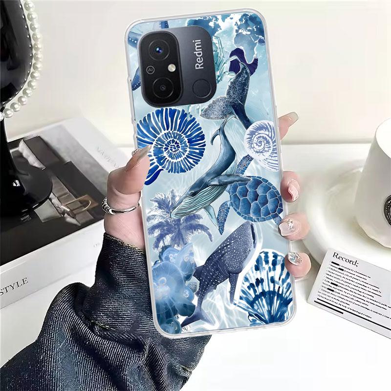 Ocean Starfish Sea Turtle Shark For Xiaomi Redmi 13C 13 12C 12 14C Phone Case 10 10A 10C 9 9A 9C 9T 8A 8 7A 7 6A 6 Pro K70 K60 K