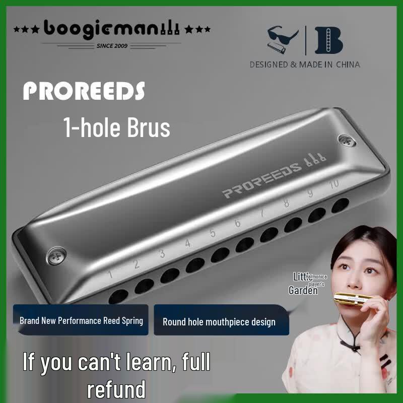 BoogieMAN Paddy 10-Hole Blues Harmonica серый