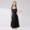 Elegant French Square Neck Bow Mini Dress