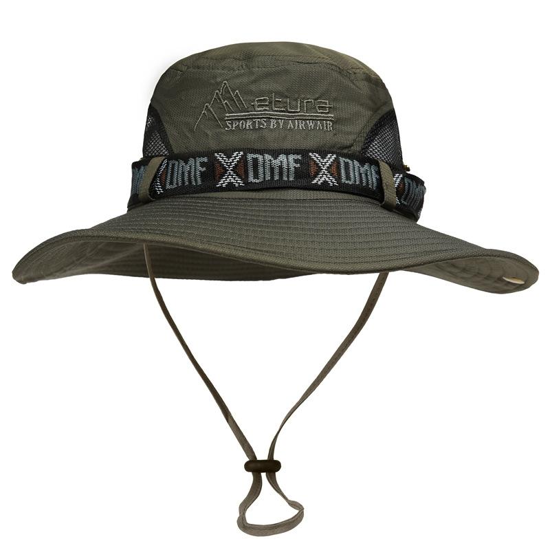 Hat men's outdoor fishing bucket hat men's big edge sun hat summer sun protection hat blue foldable face sun