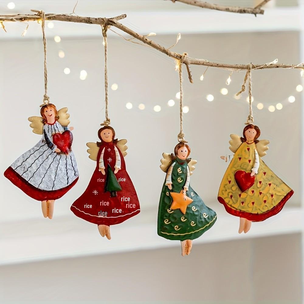Retro Wooden Angel Doll Pendant for Christmas Tree Ornaments