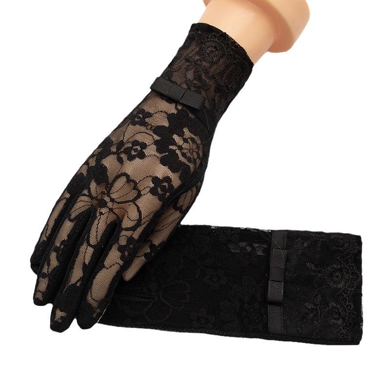 Women's Summer Ice Silk Lace Touchscreen Driving Gloves - Non-slip, Sun Protection, Short Length