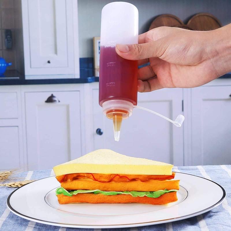 2Pcs 8oz Squeeze Condiment Bottles with Cap 250ml Plastic Condiment Squeeze Bottles Squeezy Bottles With Nozzles Sauce Bottle