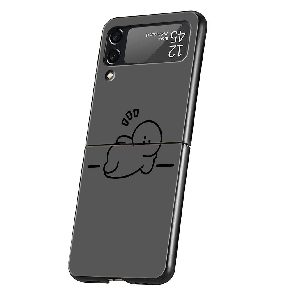 Matchman Cartoon Hard PC Phone Case For Samsung Galaxy Z Flip 5 4 3 Black Cover For Galaxy Z Flip 6 Foldable Shockproof Case Bag