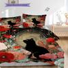 Set cu cuvertură și fețe de pernă cu model pisică neagră Decorare casă Cadou de ziua de naștere (1 * husă de pilotă + 2 * fețe de pernă, fără miez)