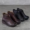 Johnature Versatile Genuine Leather Women's Wedges Shoes Retro Cowhide Soft Soled Short Boots