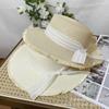 Rough Edge Flat Top Straw Hat Women's Summer Seaside Vacation Beach Hat Travel Photo Protection Sunshade Top Hat Sun Hat Women's