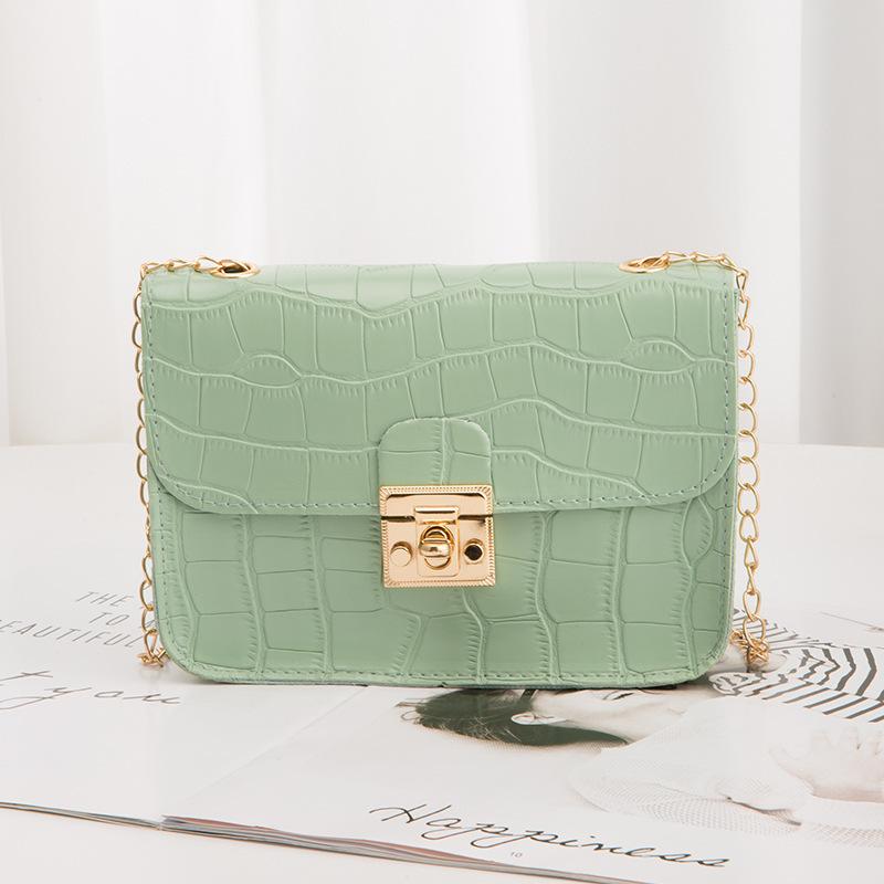 Guangzhou Women's Bag Winter Crocodile Pattern Lock Chain Small Square Bag Single Shoulder Oblique Span Candy Color Mobile Phone Bag