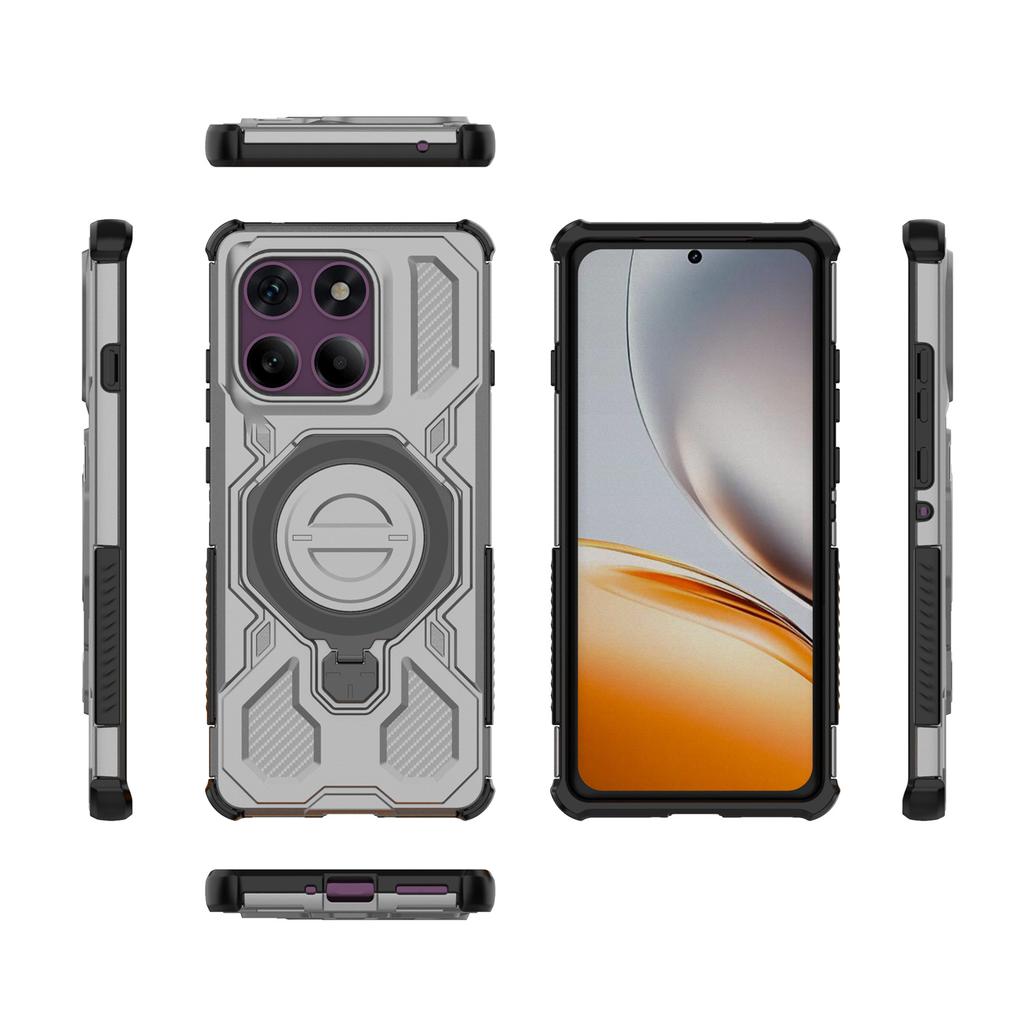 For Motorola Edge 60 Pro 5G Magnetic Case Rotating Metal Kickstand Shockproof PC + TPU Phone Back Cover