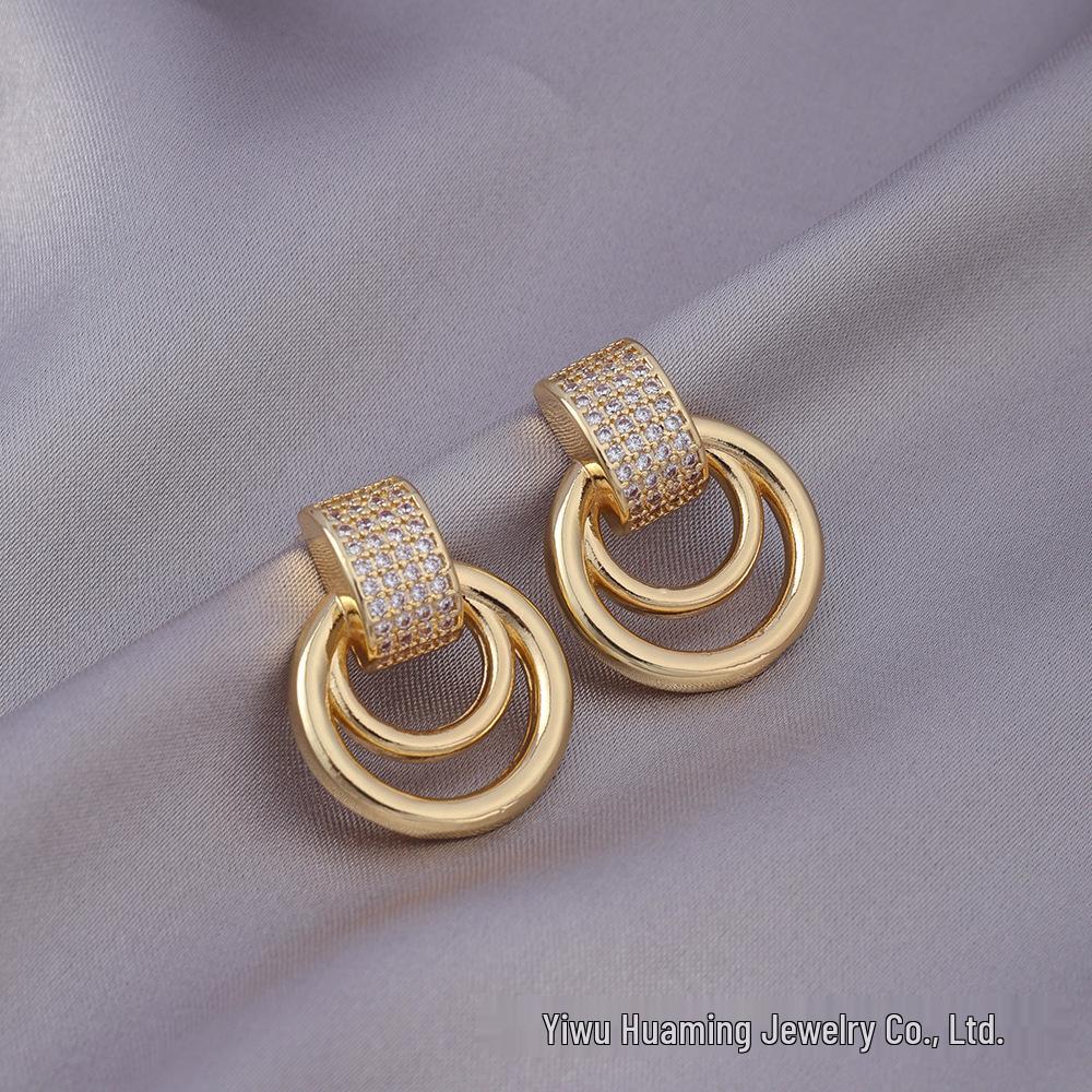 French Light Luxury Zircon Diamond Stud Earrings - Versatile & Trendy Styles