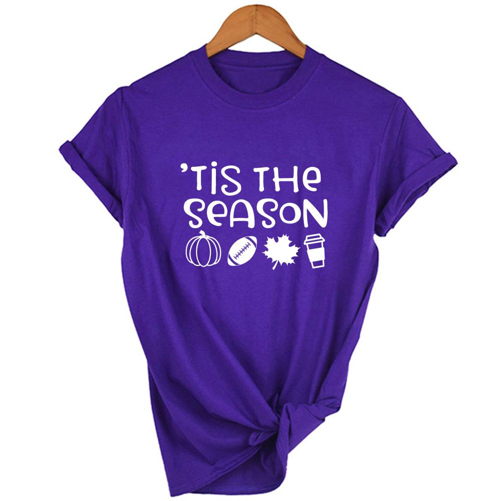 The Season Pumpkin Coffee Print Women T Shirt Autumn Graphic T Shirts Fall Harajuku Tees Aesthetic