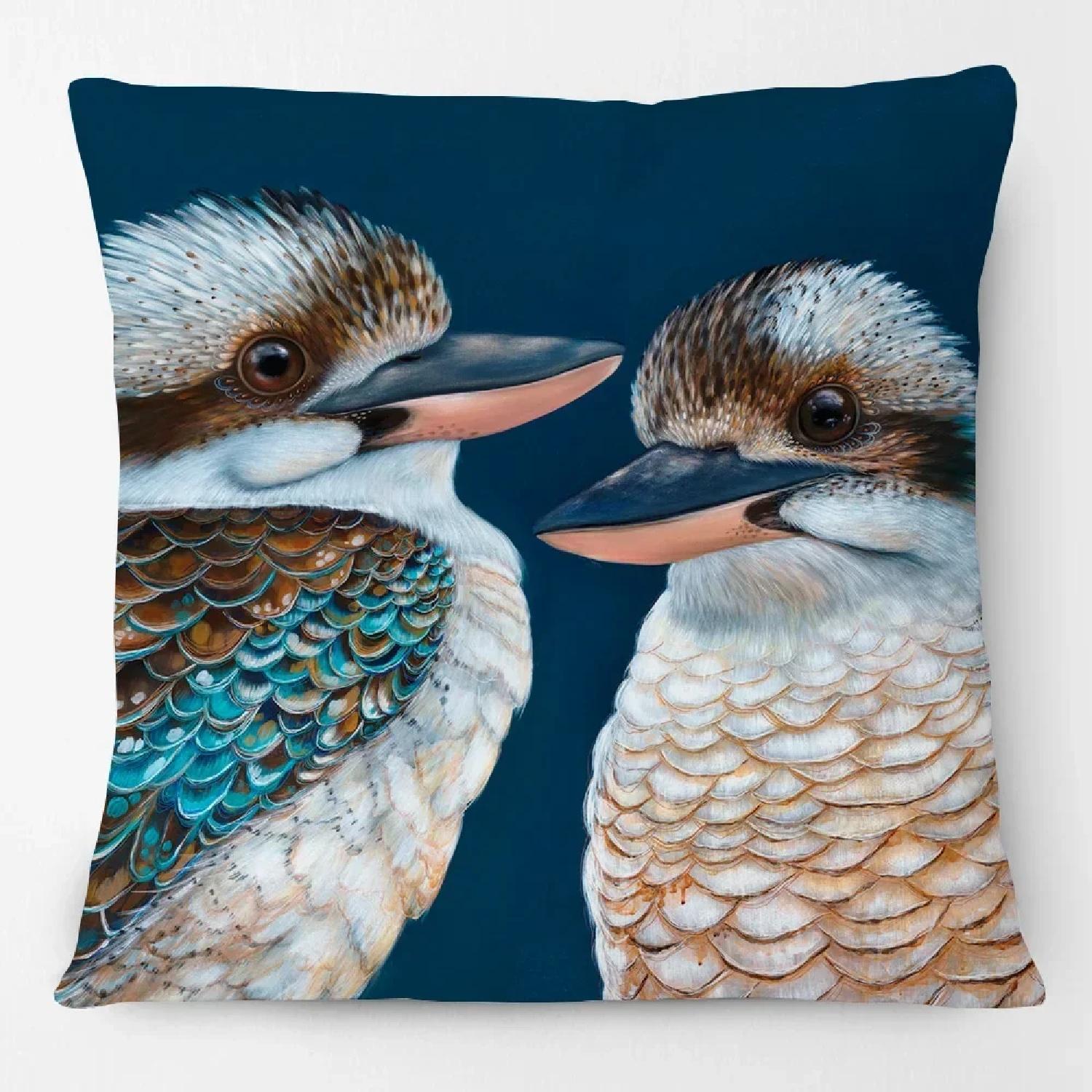 Beautiful Bird Parrot Kookaburra Floral Painting Cushion  Home Decorative Sofa Throw Pillow CaseB, 30x30cm