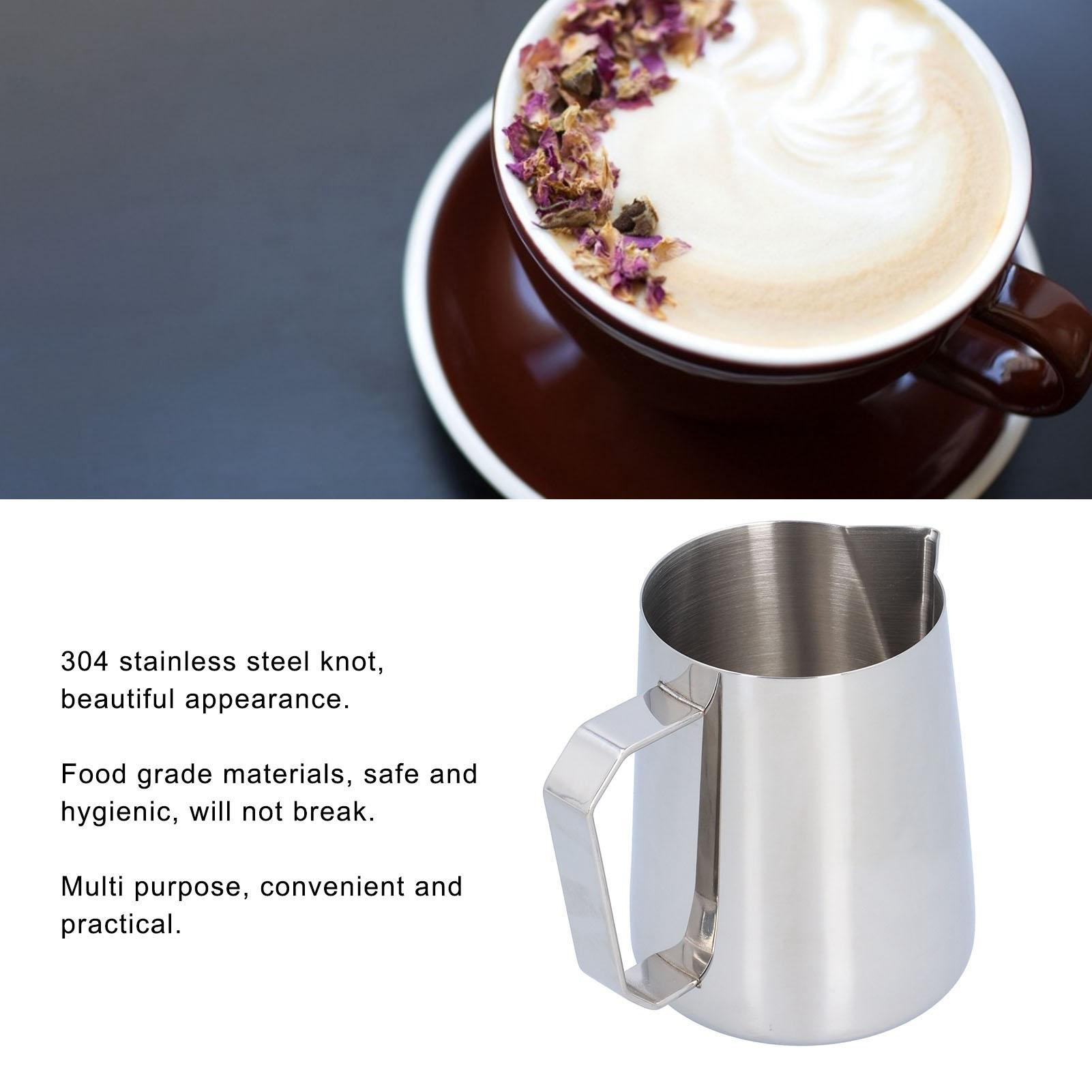 Milk Frothing Pitcher Stainless Steel 600ML Steaming Pitcher for Milk Frother   Arts(600ml;with  : )