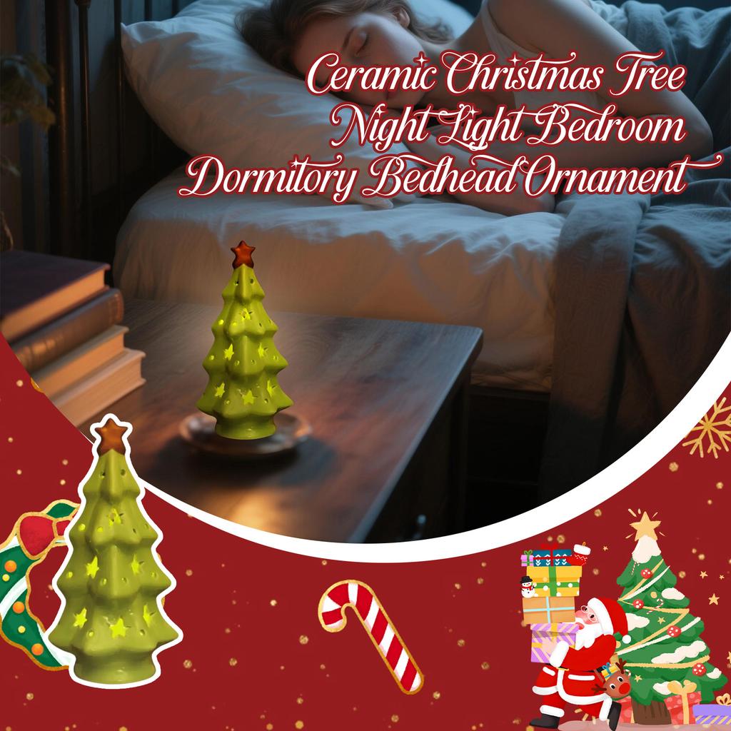 Christmas Ceramic Christmas Tree Night Light Bedroom Dormitory Bedside Ornaments Christmas Decoration Atmosphere Light Christmas Gift
