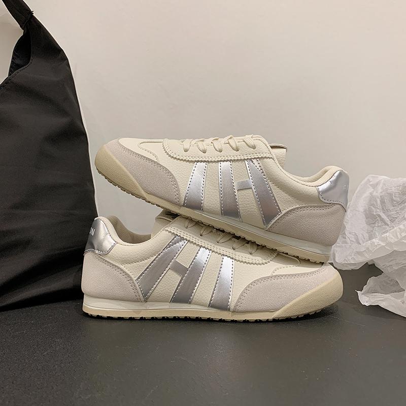 

Женские кроссовки из вулканизированной кожи, корейский дизайн, круглый носок, на шнуровке, настоящие спортивные повседневные женские кроссовки для отдыха и работы 35