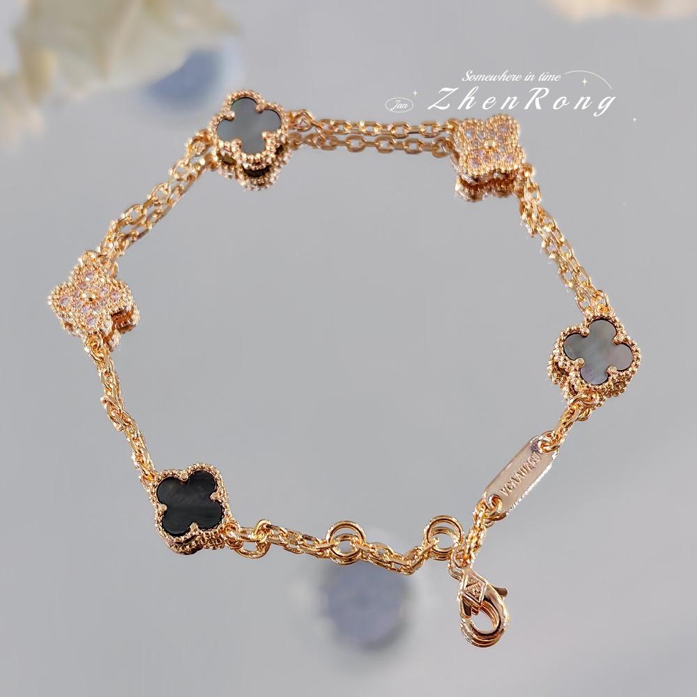 Mini Four-leaf Clover Carnelian Bracelet Lucky Clover White Mother-of-pearl Bracelet for Women