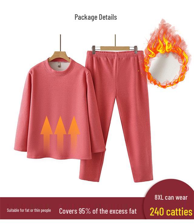 

240 Jin Plus Size Grandma s Warm Velvet Two-Piece Set for Autumn/Winter. 5XL (160-180 jin) кавун червоний колір