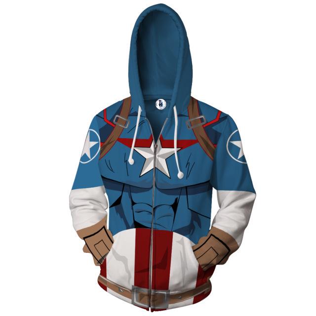 Autumn Men's Captain America Zipper Hoodie Sweatshirt