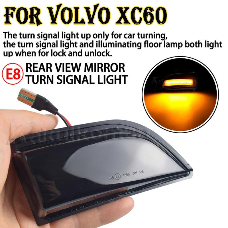 2Pcs Dynamic Amber LED Side Rearview Mirror Light for Volvo XC60 2008-2013 Car Styling Turn Signal Indicator Lamps