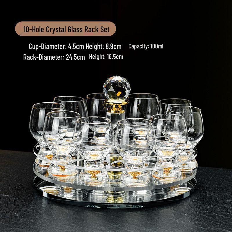 LISM Gold Foil Sake Glass Set with Rotating Rack