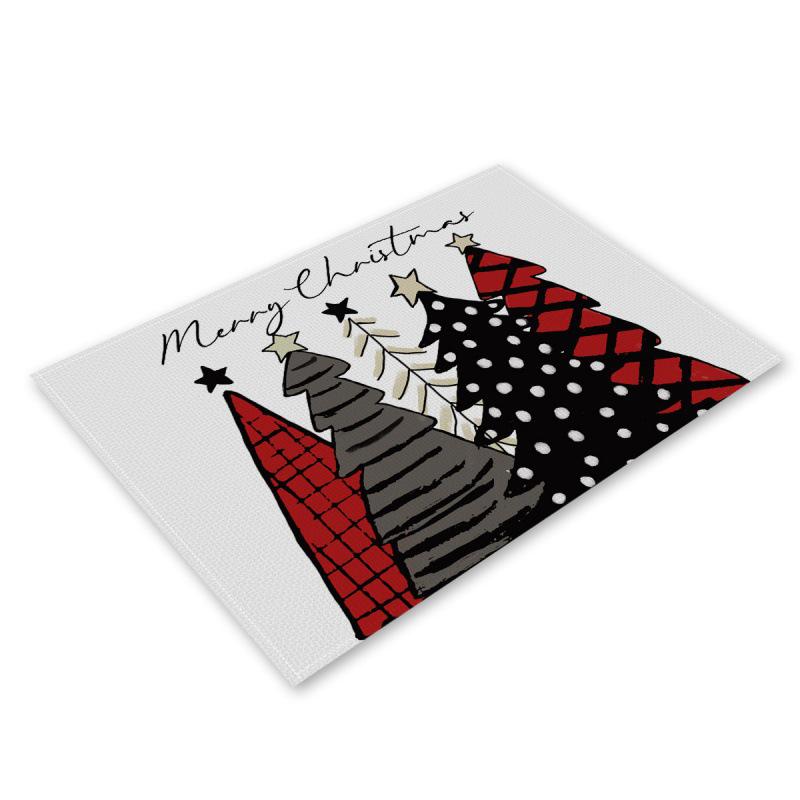 Festive Christmas Linen Table Mats - Heat Resistant Western Style Decor