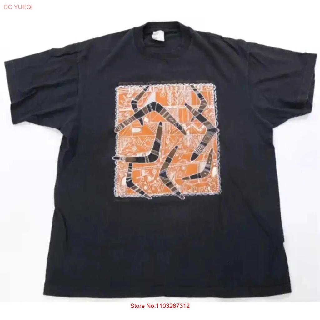 Rare Vintage Rim Pacific Primative Boomarangs Art T Shirt 90s Black Osfa Vintage Stylish Casual Slightly Stretched