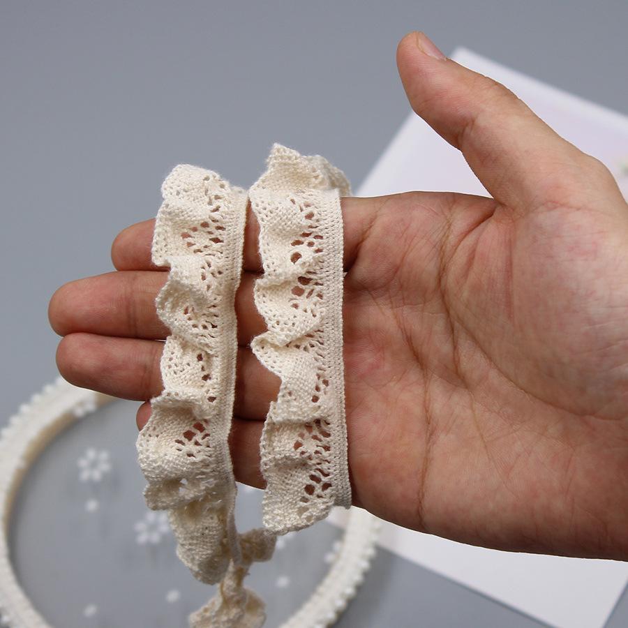 Off-White Elastic Cotton Lace Handmade Fabric Trim for Socks, Skirts, and Curtains - Zuleidezhu.