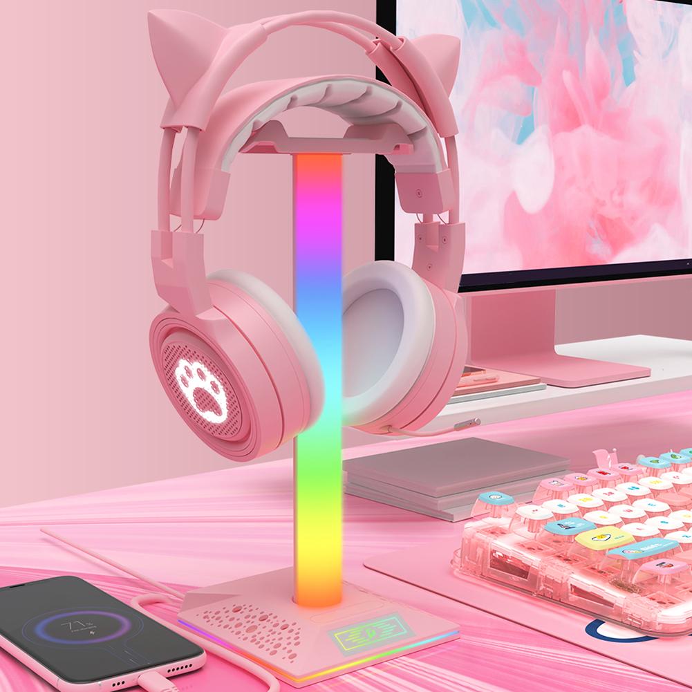

Подставка для игровых наушников RGB с USB-портами. Держатель для наушников. Подсветка с сенсорным управлением. Настольный держатель игровой гарнитуры. Вешалка для наушников.