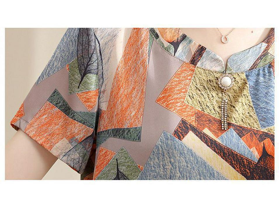 Mother's Summer Chiffon Two-Piece Set - Cool, Fashionable Attire for Middle-Aged and Elderly