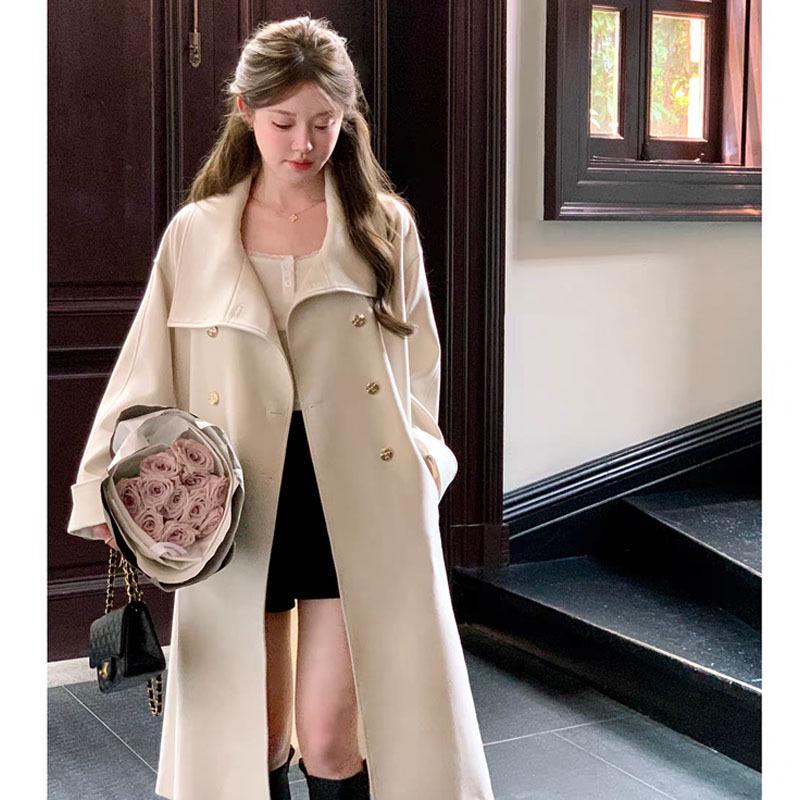 Rich Girl High-End Tie Waist Mid-Length Trench Coat for Women