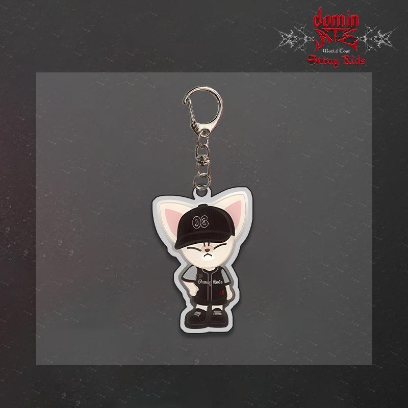 Stray Kids dominATE World Tour SKZOO Keychain, Kpop Idol Cartoon Animal KeyRing Bag Pendant, Black Baseball Outfit Fan Collectible Gift for STAY