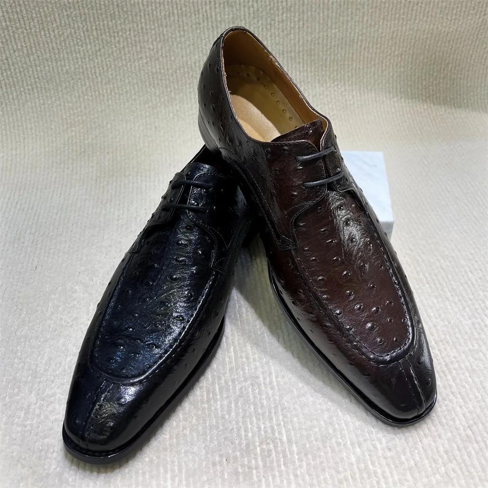 Fashion Men's Genuine Leather Formal Dress Shoes Pointed Toe Lace-Up Office Oxford Business Shoes Black Brown Banquet Footwear