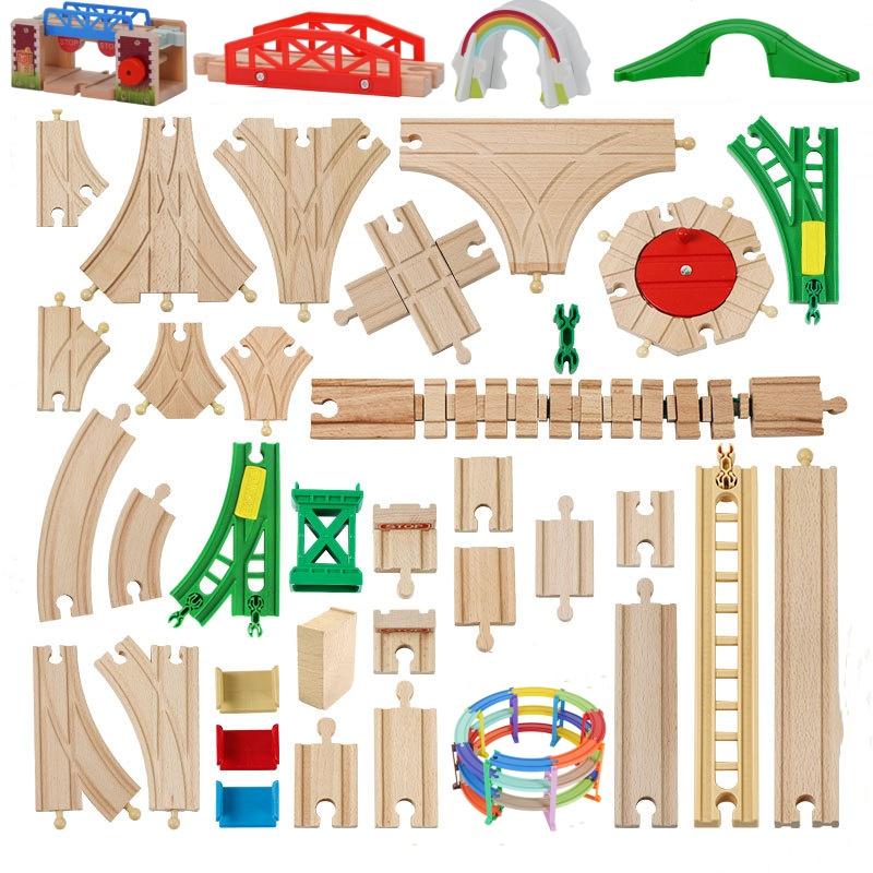 Car Wash Rail Car Set Train Scene Children Fire Station Police Station Simulation Toy  Station Bridge Wooden Train Tracks Toys