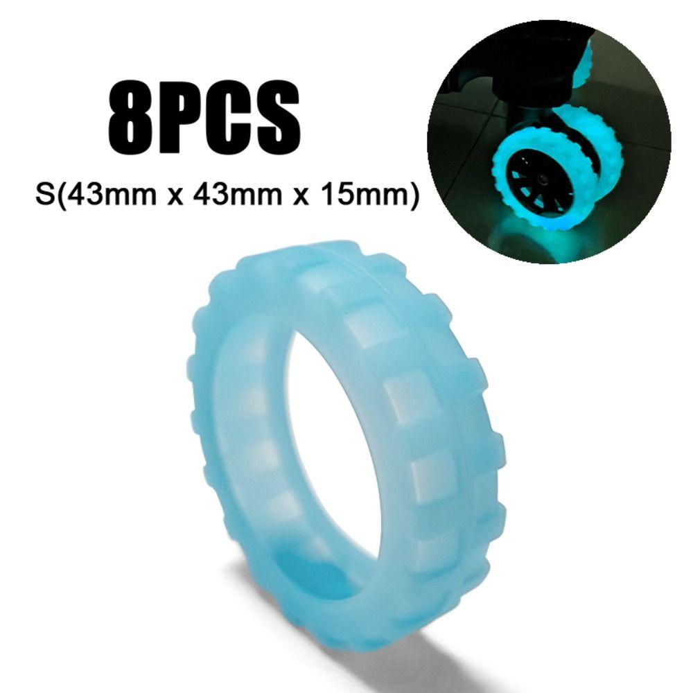 8 шт. Светящиеся Силиконовые Защитные Чехлы для Колес Багажа, Чемоданов, Тележек (Тихие)