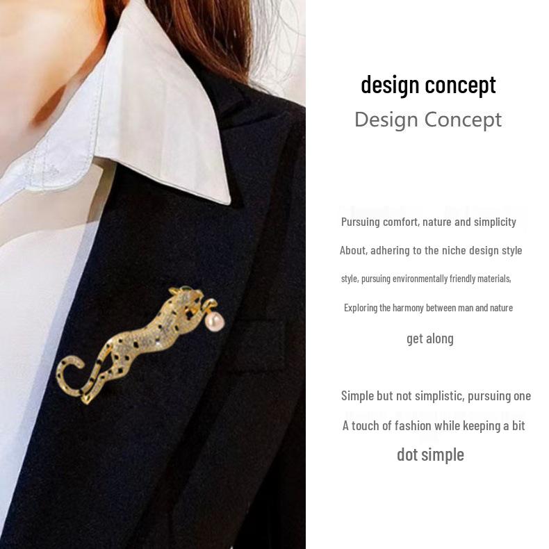 Retro Gold Leopard Brooch: Trendy, Long, Exaggerated Pin for Men & Women's Clothing Accessories