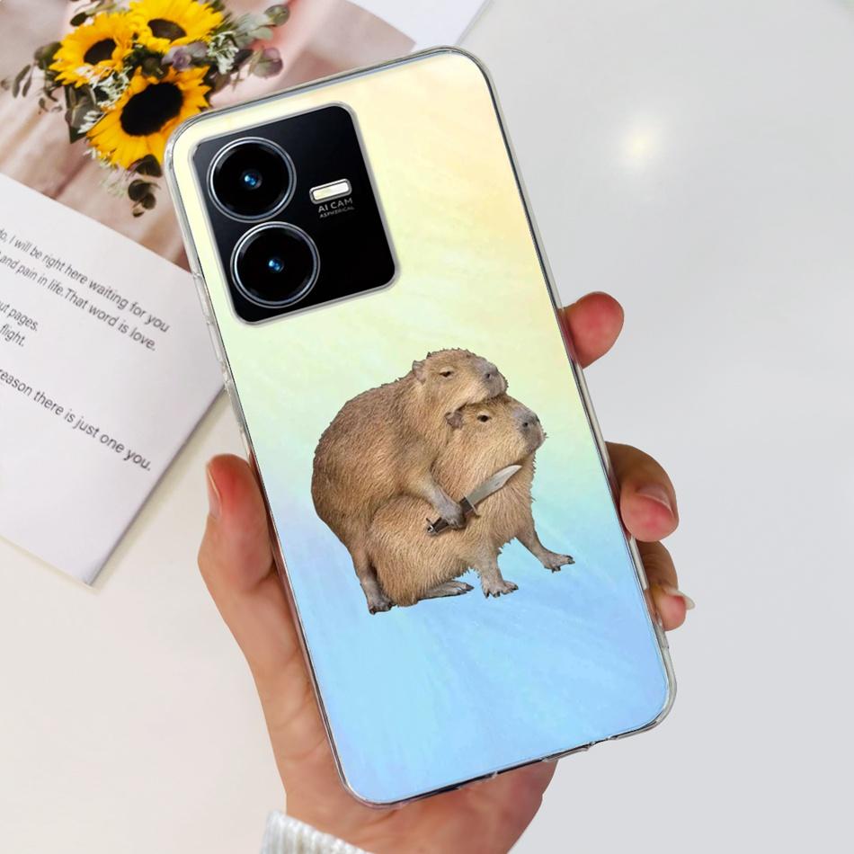 For Vivo Y22s Y22 Case VivoY22 Y 22 22S 4G 2022 V2206 V2207 Elegant Printing Soft Silicone Clear TPU Slim Phone Back Cover
