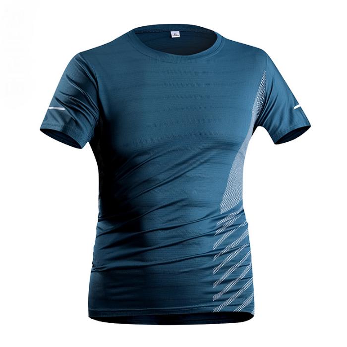 

Швидкосохнуча футболка, Швидкосохнуча футболка з коротким рукавом з крижаного шовку, Літня футболка з коротким рукавом та круглим вирізом, Спортивна футболка з коротким рукавом L озеро синього кольору