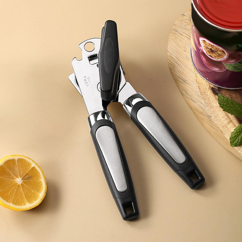 Stainless Steel Manual Can Opener Anti-Slip Handle Multifunctional Grip Opener Side Cut Tins Bottle Opener Kitchen Utensils