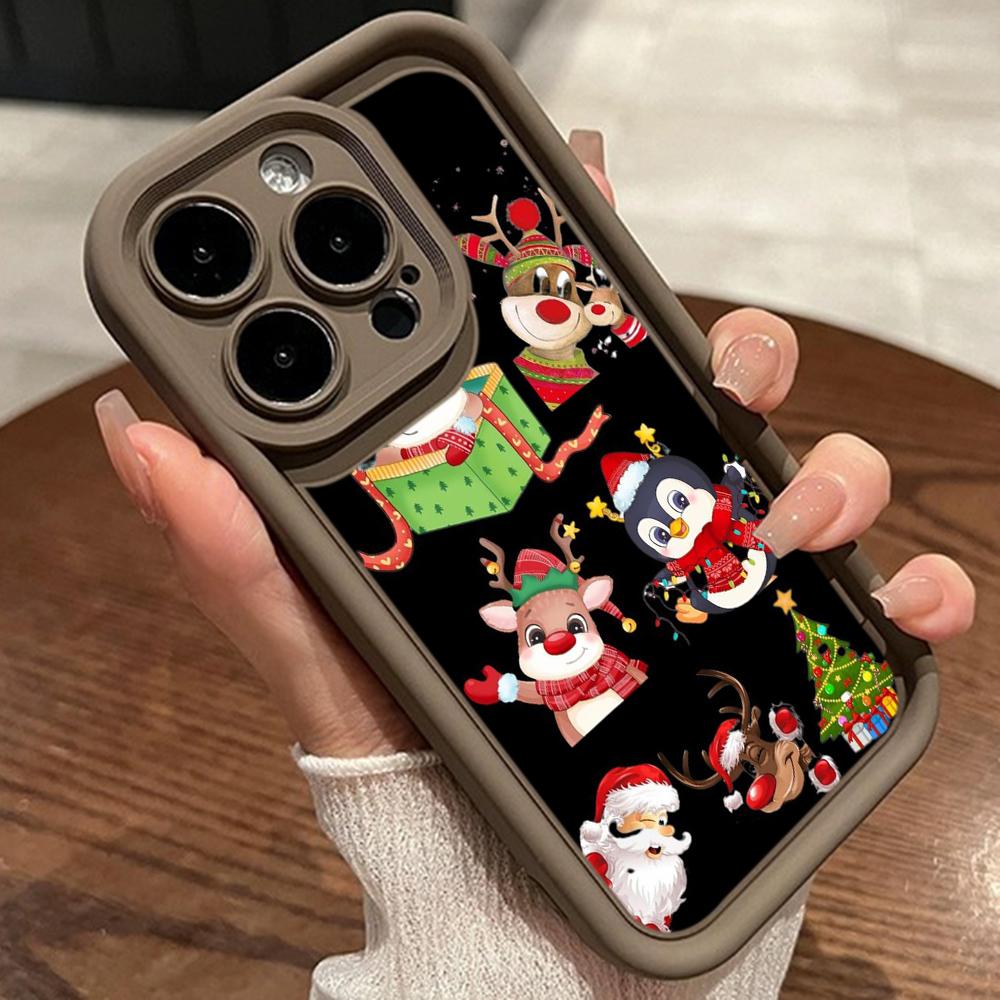 Ae109 Happy New Year Merry Christmas art Phone Cases for iPhone 16 14 13 11 Pro Max 15 7 8 6s Plus 12 mini XR XS Max Angel Eye Ladder Protective Cover