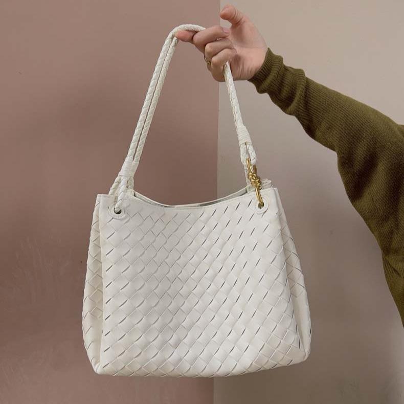 Borsa a tote in pelle a paracadute da donna intrecciata a mano a spalla a tracolla borsa cesto vegetale grande pendolare tendenza