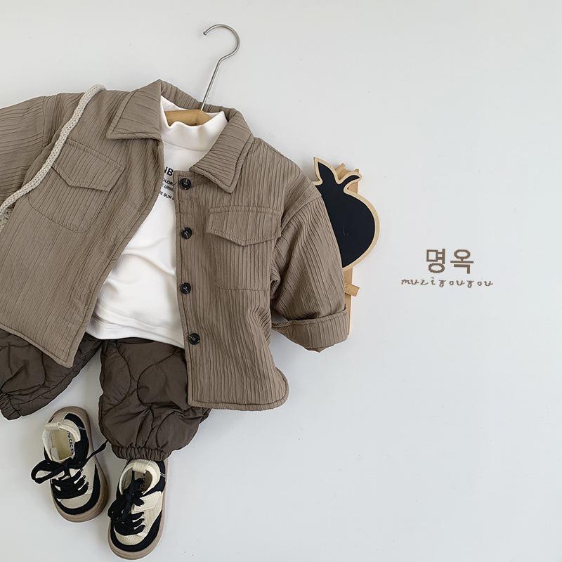 Kids Padded Shirt Jacket Unisex Boys Girls Korean Style Winter Warm Baby Top