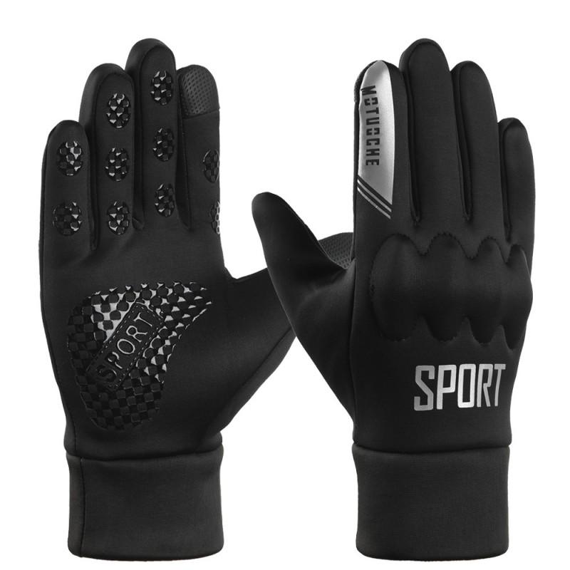 Winter Riding Gloves Men Windproof Warm Fleece Lined Touchscreen Anti-Slip Outdoor Cycling