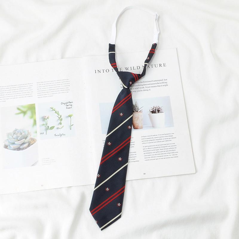 Women's Red Stripe No-Iron Japanese Academy Style Bow Tie Shirt Accessory