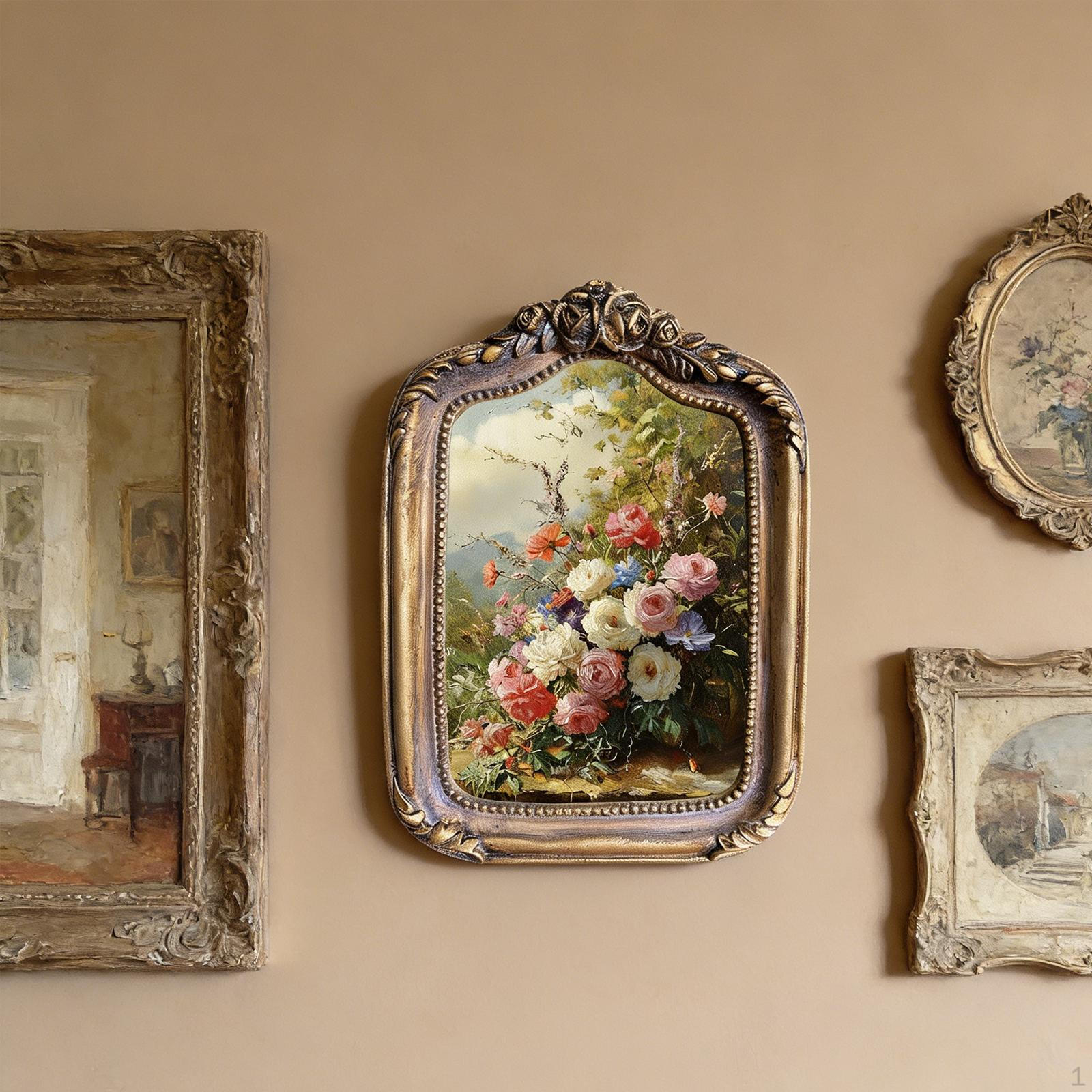 

Artistic Picture Frame Made of Resin with Rectangular Passe-partout And European Antique Design, 6 Inch