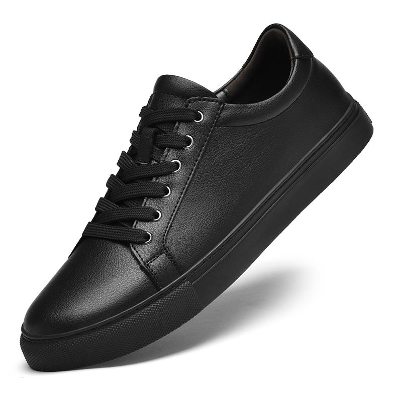 

Модные мужские кроссовки из натуральной кожи белого цвета на шнуровке для занятий спортом на открытом воздухе, высококачественные, с мягкой подошвой, удобные для пешего туризма, для молодежи, для скейтбординга 49 чёрный