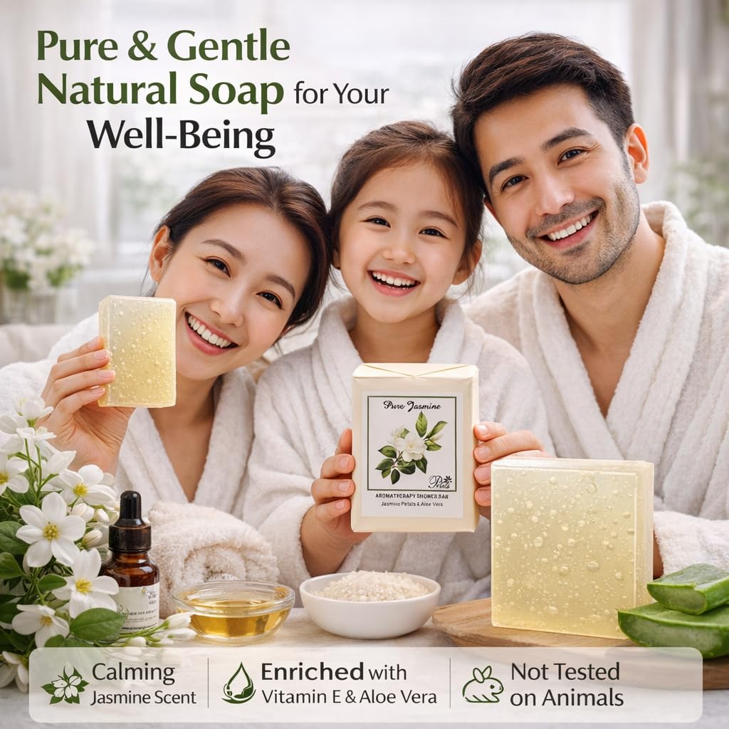 RSINC Pure Jasmine Bath Soap Bars Combo Pack with Jasmine Floral Extract – Refreshing Fragrance, Smooth Skin, All Skin Types, 2x100g