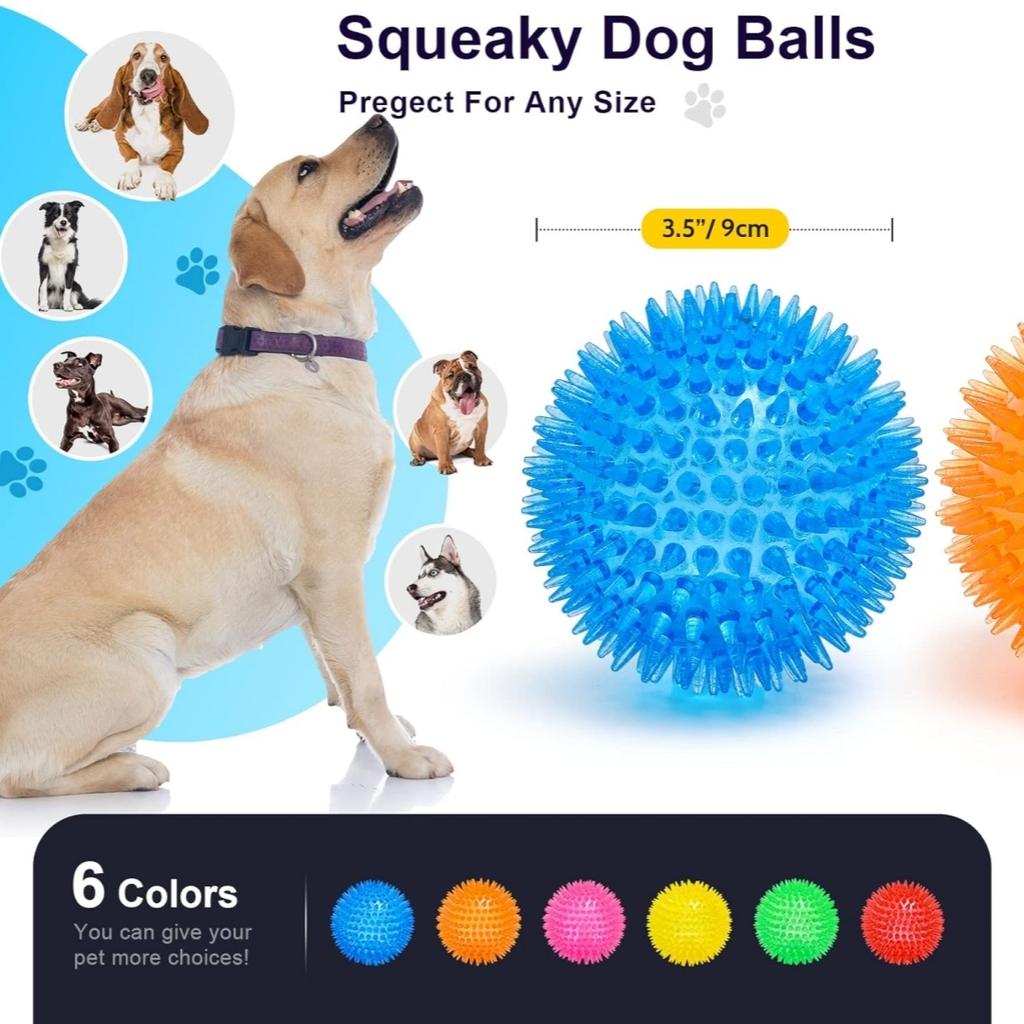 Squeezing Dog Toy Ball, a small dog teeth grinding toy, free of bisphenol A, non-toxic, spiky medium size, large and
