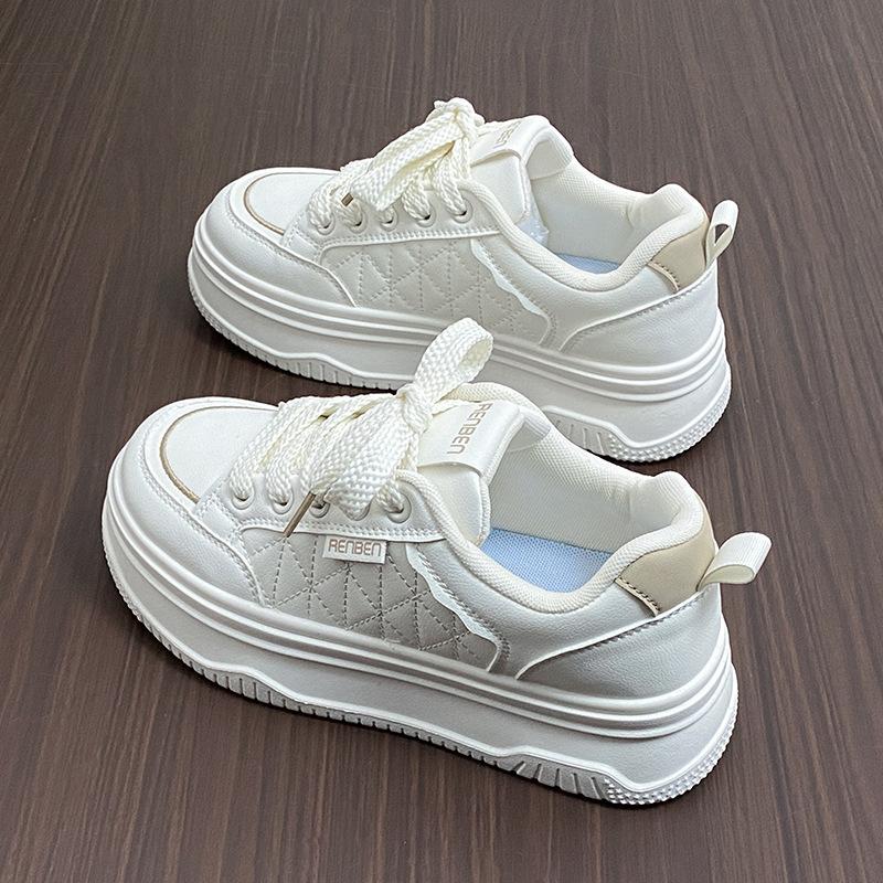 

Leather sports little white shoes women s 2025 summer new thick-soled heightening thin versatile casual popular women s board shoes 35